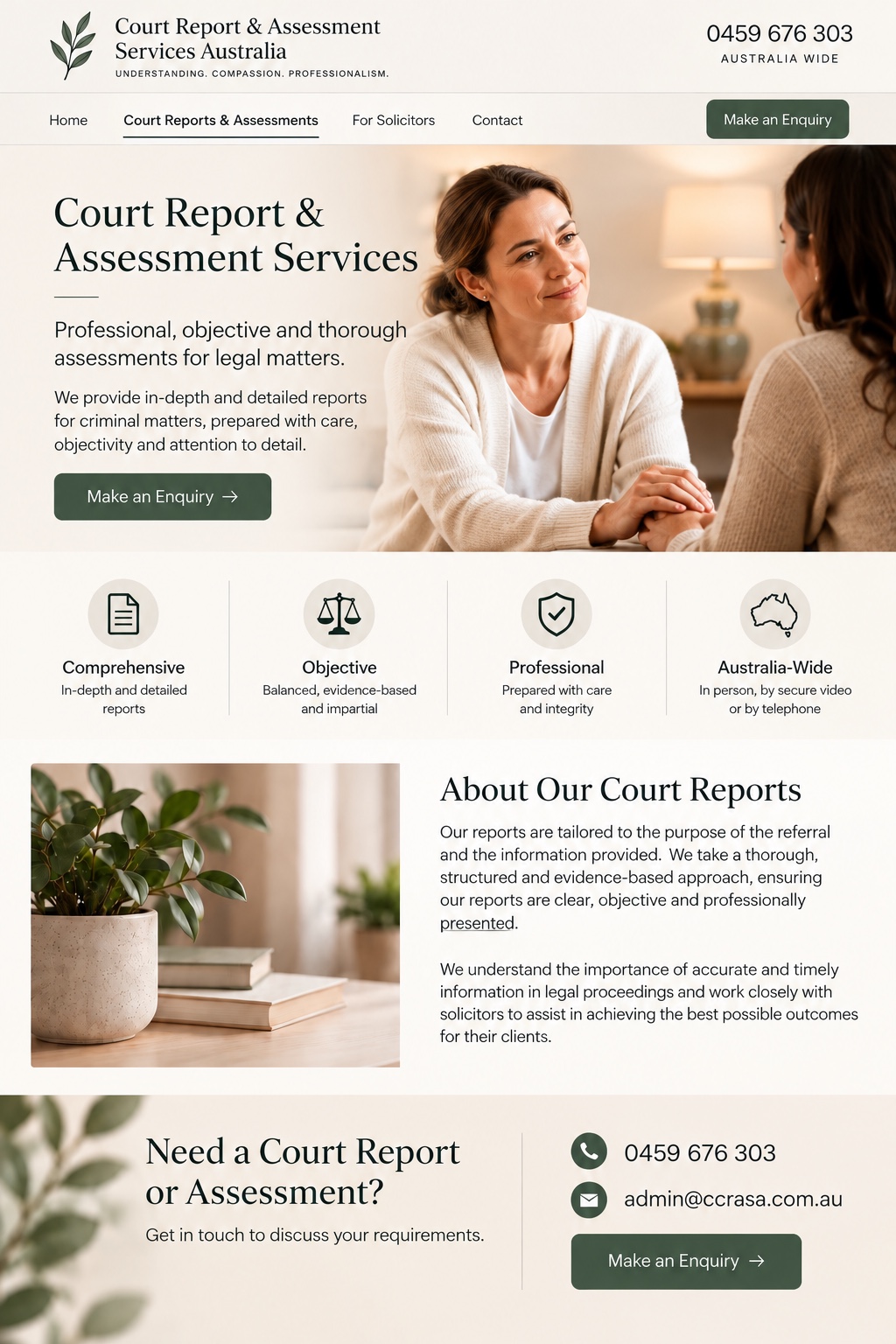 Approved Court Report & Assessment Services Australia court reports page
