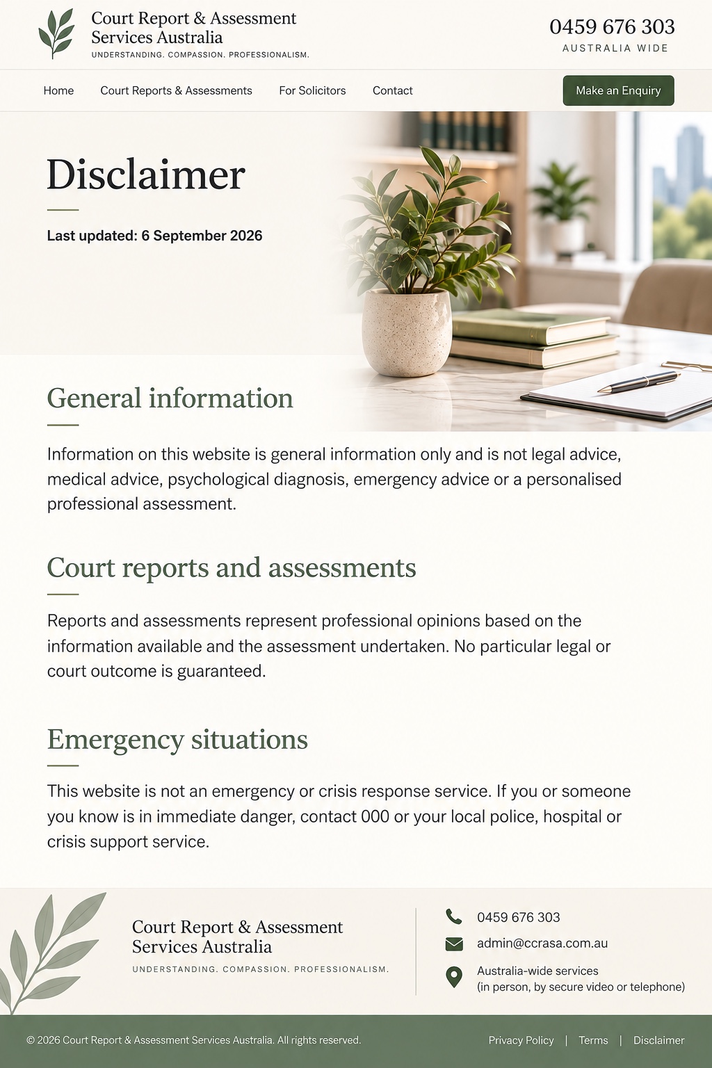 Approved Disclaimer page