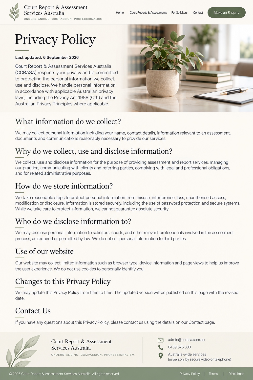Approved Privacy Policy page
